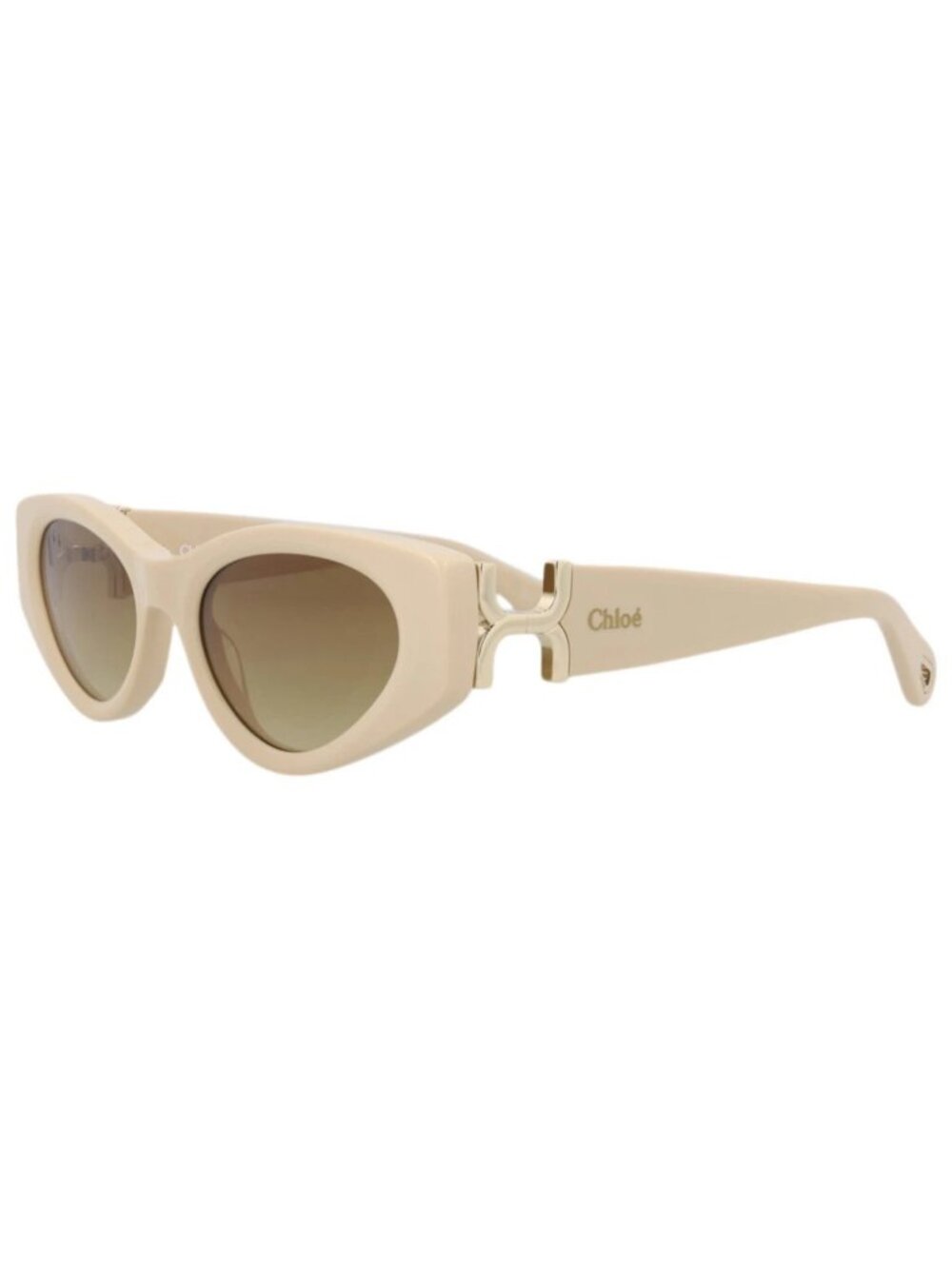 New Chloé Women's Sunglasses Cat Eye Recycled Acetate Frame Ivory Ivory Brown